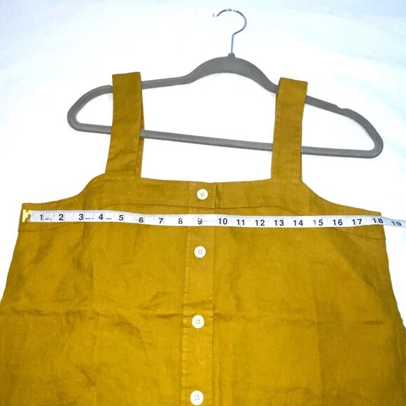 Everlane gold opal Linen Picnic Top Size 8 sustainable button front boxy cool - Picture 7 of 8
